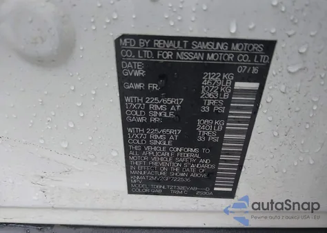 2016 Nissan Rogue Sv из США, поврежденный, VIN KNMAT2MV2GP722536